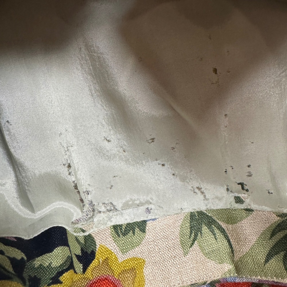 Anne Klein II Vintage Floral Linen Plaid Trim Faux Wrap Skirt Size 6 Multi-Color - Picture 6 of 8